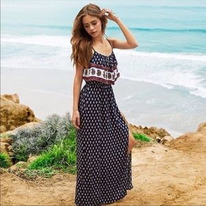 American Eagle Side Slit Navy Boho Maxi Size M.